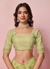 Green colour saree looking appealing